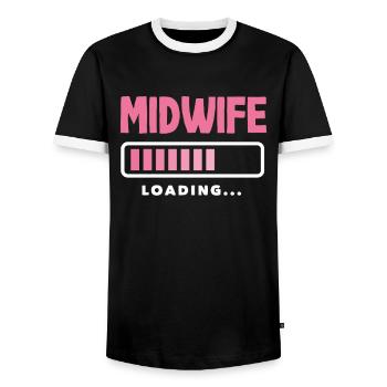 Hebamme Lädt... Vorfreude Pur - Männer Kontrast-T-Shirt - Schwarz/Weiß - Vorne - AI Model Female 172 light (172cm) & AI Model Male 178 light (178cm)