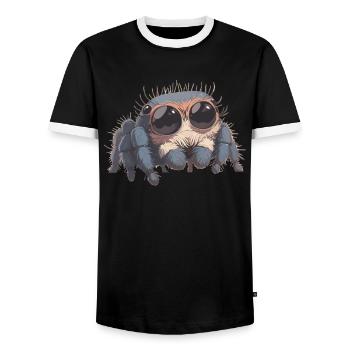 Jumping Spider Springspinnen Springspinne - Männer Kontrast-T-Shirt - Schwarz/Weiß - Vorne - AI Model Female 172 light (172cm) & AI Model Male 178 light (178cm)