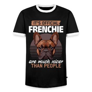 Bouledogue français Frenchie Propriétaire de chien - T-shirt contrasté Homme - noir/blanc - Devant - AI Model Female 172 light (172cm) & AI Model Male 178 light (178cm)