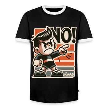 Naughty retro boy and rascal says no - Men's Ringer Shirt - black/white - Front - AI Model Female 172 light (172cm) & AI Model Male 178 light (178cm)