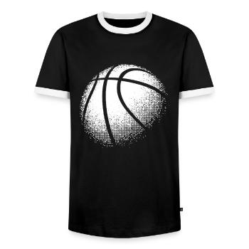 Basketball Basketball player - Men's Ringer Shirt - black/white - Front - AI Model Female 172 light (172cm) & AI Model Male 178 light (178cm)