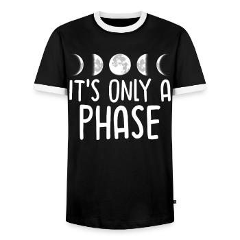 It's Only a Phase - Men's Ringer Shirt - black/white - Front - AI Model Female 172 light (172cm) & AI Model Male 178 light (178cm)