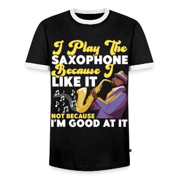 Saxophone I Play The Saxophone - Männer Kontrast-T-Shirt - Schwarz/Weiß - Vorne - AI Model Female 172 light (172cm) & AI Model Male 178 light (178cm)