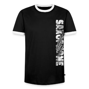 Saxophone Saxophone - Männer Kontrast-T-Shirt - Schwarz/Weiß - Vorne - AI Model Female 172 light (172cm) & AI Model Male 178 light (178cm)