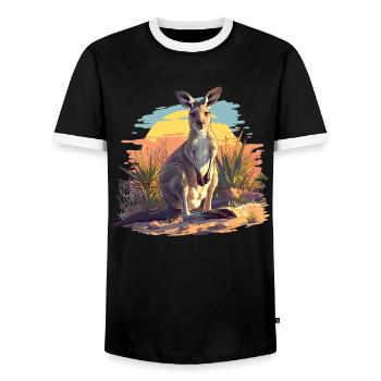 Kangourous Kangourou - T-shirt contrasté Homme - noir/blanc - Devant - AI Model Female 172 light (172cm) & AI Model Male 178 light (178cm)