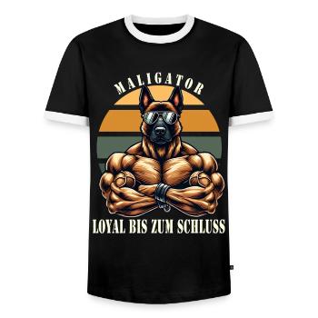 Maligator Loyal bis zum Schluss muskulöser Malinoi - Männer Kontrast-T-Shirt - Schwarz/Weiß - Vorne - AI Model Female 172 light (172cm) & AI Model Male 178 light (178cm)