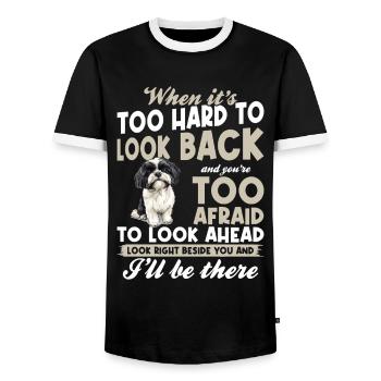 Shih Tzu Dog Owner - Men's Ringer Shirt - black/white - Front - AI Model Female 172 light (172cm) & AI Model Male 178 light (178cm)