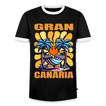 Gran Canaria - Men's Ringer Shirt - black/white - Front - AI Model Female 172 light (172cm) & AI Model Male 178 light (178cm)
