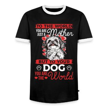 Shih Tzu Dog Owner - Men's Ringer Shirt - black/white - Front - AI Model Female 172 light (172cm) & AI Model Male 178 light (178cm)