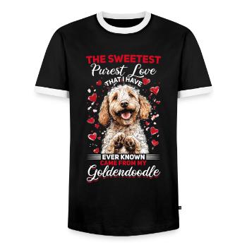 Goldendoodle Dog Owner - Men's Ringer Shirt - black/white - Front - AI Model Female 172 light (172cm) & AI Model Male 178 light (178cm)