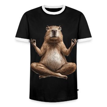 Wasserschwein - Männer Kontrast-T-Shirt - Schwarz/Weiß - Vorne - AI Model Female 172 light (172cm) & AI Model Male 178 light (178cm)