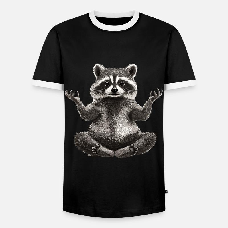 Waschbär - Männer Kontrast-T-Shirt - Schwarz/Weiß