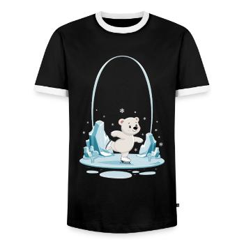 Ours polaire mignon patinant dans le - T-shirt contrasté Homme - noir/blanc - Devant - AI Model Female 172 light (172cm) & AI Model Male 178 light (178cm)