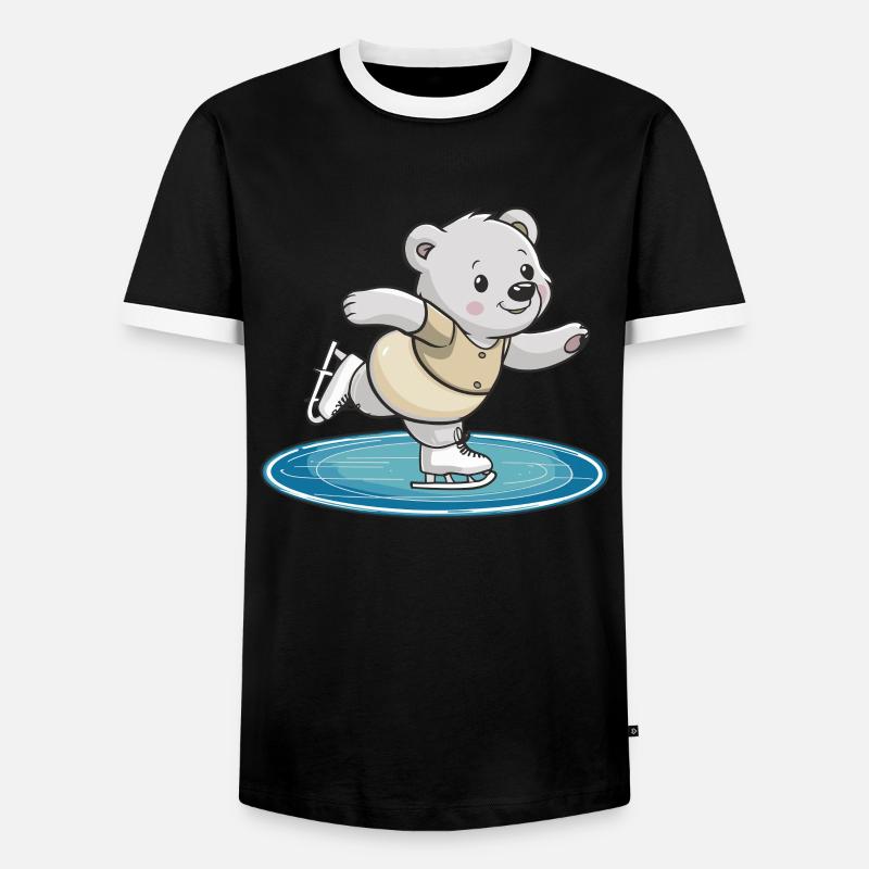 Eislaufender Bär auf Eisfläche - Männer Kontrast-T-Shirt - Schwarz/Weiß