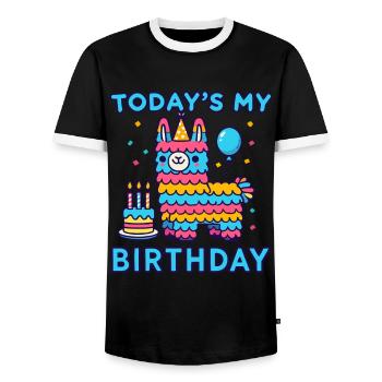 Anniversaire, Anniversaire d’enfants, Fête d’anniversaire - T-shirt contrasté Homme - noir/blanc - Devant - AI Model Female 172 light (172cm) & AI Model Male 178 light (178cm)