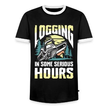 Logging In Some Serious Hours - Männer Kontrast-T-Shirt - Schwarz/Weiß - Vorne - AI Model Female 172 light (172cm) & AI Model Male 178 light (178cm)