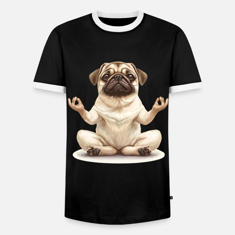 Mops - Männer Kontrast-T-Shirt - Schwarz/Weiß