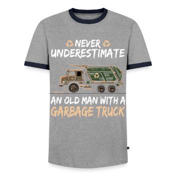 Garbage truck driver for sanitation workers - Men's Ringer Shirt - grey/navy  - Front - AI Model Female 172 light (172cm) & AI Model Male 178 light (178cm)