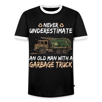 Garbage truck driver for sanitation workers - Men's Ringer Shirt - black/white - Front - AI Model Female 172 light (172cm) & AI Model Male 178 light (178cm)