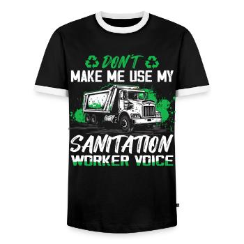 Garbage truck driver for sanitation workers - Men's Ringer Shirt - black/white - Front - AI Model Female 172 light (172cm) & AI Model Male 178 light (178cm)