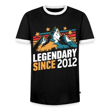 Legendary since 2012 Vintage Mountain Retro Mountains - Men's Ringer Shirt - black/white - Front - AI Model Female 172 light (172cm) & AI Model Male 178 light (178cm)