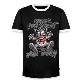 Rhino Mieux vaut être fou que l'un d'entre vous - T-shirt contrasté Homme - noir/blanc - Devant - AI Model Female 172 light (172cm) & AI Model Male 178 light (178cm)