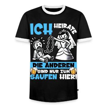 JGA Männer T-Shirt Bräutigam Junggesellenabschied - Männer Kontrast-T-Shirt - Schwarz/Weiß - Vorne - AI Model Female 172 light (172cm) & AI Model Male 178 light (178cm)