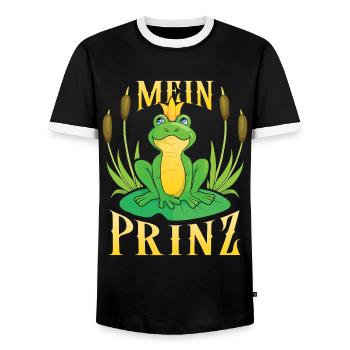 Karneval Party Männer MEIN PRINZ Lustiges Frosch - Männer Kontrast-T-Shirt - Schwarz/Weiß - Vorne - AI Model Female 172 light (172cm) & AI Model Male 178 light (178cm)