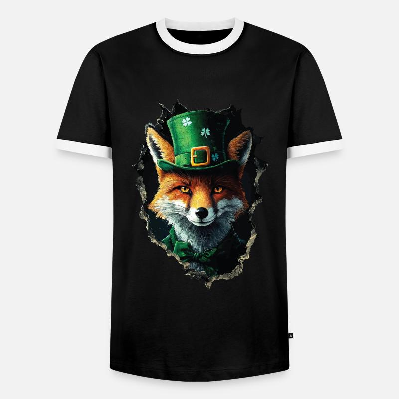 St. Patrick Fuchs - Männer Kontrast-T-Shirt - Schwarz/Weiß