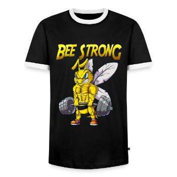 Bee Strong Weightlifter Bodybuilder Muscle Bee - Men's Ringer Shirt - black/white - Front - AI Model Female 172 light (172cm) & AI Model Male 178 light (178cm)