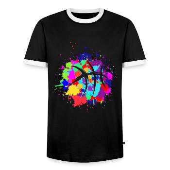 Basket-ball Basketteur Basketteur Surprise Tenue - T-shirt contrasté Homme - noir/blanc - Devant - AI Model Female 172 light (172cm) & AI Model Male 178 light (178cm)