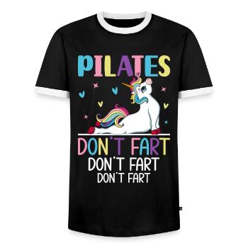 Pilates Don’t Fet Drôle Instructeur de Pilates Yoga - T-shirt contrasté Homme - noir/blanc - Devant - AI Model Female 172 light (172cm) & AI Model Male 178 light (178cm)
