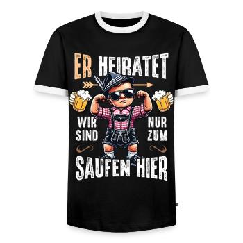 JGA Männer T-Shirt poltern Junggesellenabschied - Männer Kontrast-T-Shirt - Schwarz/Weiß - Vorne - AI Model Female 172 light (172cm) & AI Model Male 178 light (178cm)