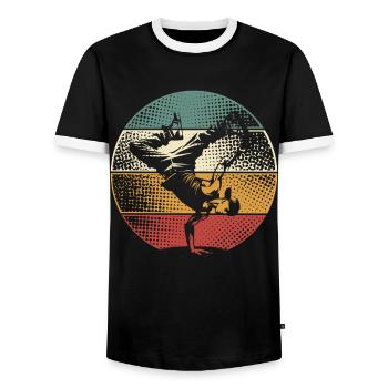 Breakdance - Männer Kontrast-T-Shirt - Schwarz/Weiß - Vorne - AI Model Female 172 light (172cm) & AI Model Male 178 light (178cm)