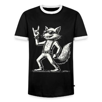 Rock Music Fox Concert Festival Design - Men's Ringer Shirt - black/white - Front - AI Model Female 172 light (172cm) & AI Model Male 178 light (178cm)