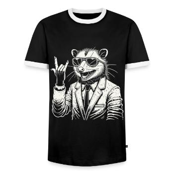 Opossum Rétro Rock Festival Heavy Metal - T-shirt contrasté Homme - noir/blanc - Devant - AI Model Female 172 light (172cm) & AI Model Male 178 light (178cm)