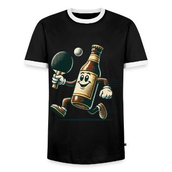 Lustige Bierflasche Tischtennis Spaß Design - Männer Kontrast-T-Shirt - Schwarz/Weiß - Vorne - AI Model Female 172 light (172cm) & AI Model Male 178 light (178cm)