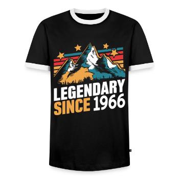 Legendary Since 1966 Vintage Mountain Retro Mountains - Men's Ringer Shirt - black/white - Front - AI Model Female 172 light (172cm) & AI Model Male 178 light (178cm)