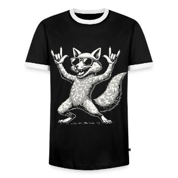 Rock Music Funny Fox Concert - Men's Ringer Shirt - black/white - Front - AI Model Female 172 light (172cm) & AI Model Male 178 light (178cm)