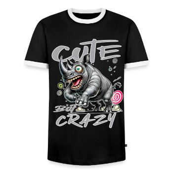 Mignon mais fou rhino style bande dessinée Motif drôle - T-shirt contrasté Homme - noir/blanc - Devant - AI Model Female 172 light (172cm) & AI Model Male 178 light (178cm)