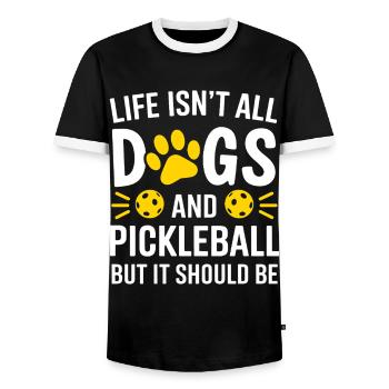 Pickleball Saying Dog Funny Pickleball Gift - Men's Ringer Shirt - black/white - Front - AI Model Female 172 light (172cm) & AI Model Male 178 light (178cm)
