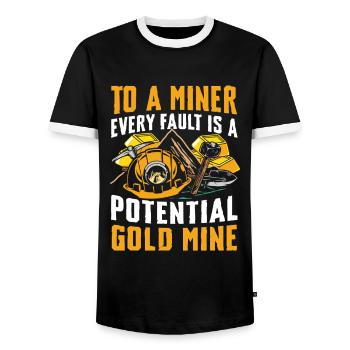 To A Miner Every Fault Is A Potential Gold Mine - Männer Kontrast-T-Shirt - Schwarz/Weiß - Vorne - AI Model Female 172 light (172cm) & AI Model Male 178 light (178cm)
