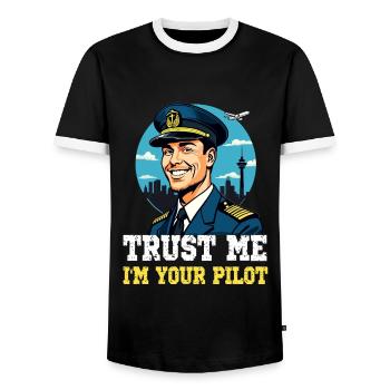 Trust Me I'm Your Pilot - Männer Kontrast-T-Shirt - Schwarz/Weiß - Vorne - AI Model Female 172 light (172cm) & AI Model Male 178 light (178cm)