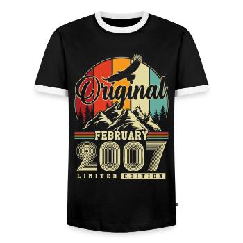 Original Février 2007 Vintage Anniversaire - T-shirt contrasté Homme - noir/blanc - Devant - AI Model Female 172 light (172cm) & AI Model Male 178 light (178cm)