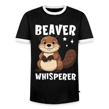 Beaver Whisperer - Männer Kontrast-T-Shirt - Schwarz/Weiß - Vorne - AI Model Female 172 light (172cm) & AI Model Male 178 light (178cm)