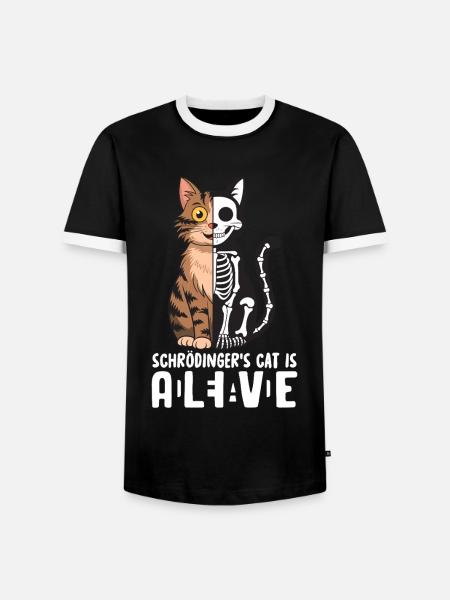 Schrödinger's Cat Dead and Alive - Men's Ringer Shirt - black/white