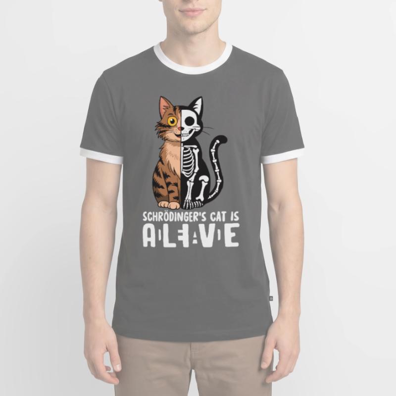 Le chat de Schrödinger mort et vif T-shirt contrasté Homme
