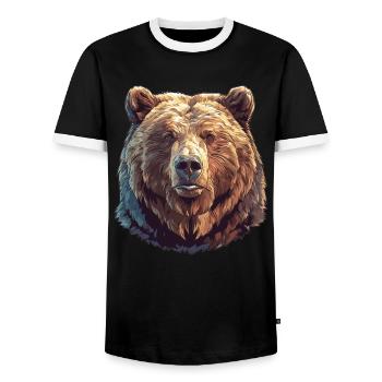 Ours Kodiak Ours Kodiak - T-shirt contrasté Homme - noir/blanc - Devant - AI Model Female 172 light (172cm) & AI Model Male 178 light (178cm)