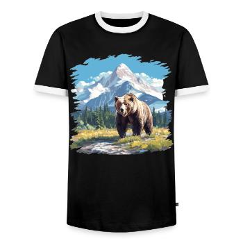 Ours Kodiak Ours Kodiak - T-shirt contrasté Homme - noir/blanc - Devant - AI Model Female 172 light (172cm) & AI Model Male 178 light (178cm)