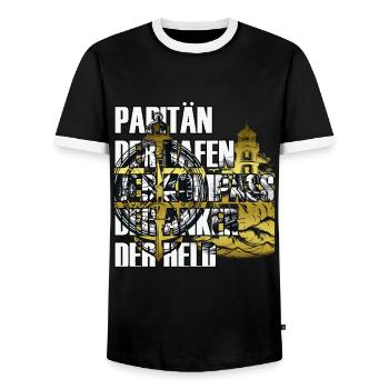 Papitän Motiv Retro Anker Leuchtturm Schiff - Männer Kontrast-T-Shirt - Schwarz/Weiß - Vorne - AI Model Female 172 light (172cm) & AI Model Male 178 light (178cm)